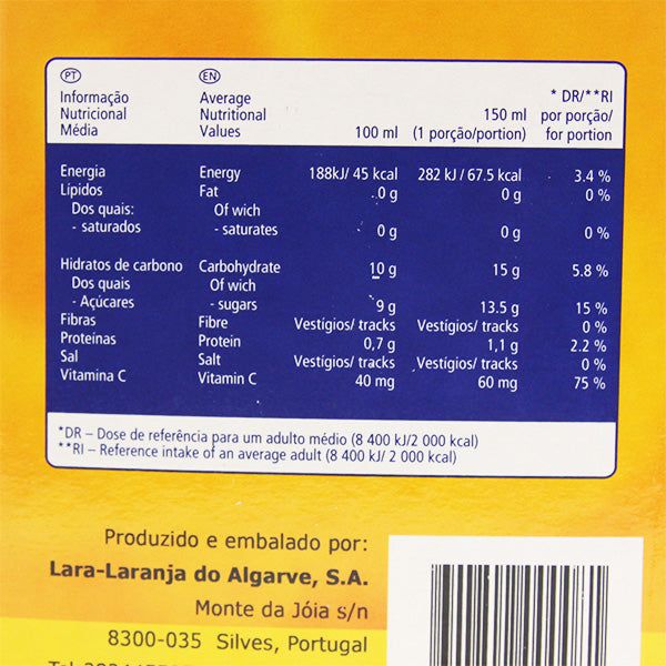 Orangen-Direktsaft ohne Konservierungsstoffe Nährwerte