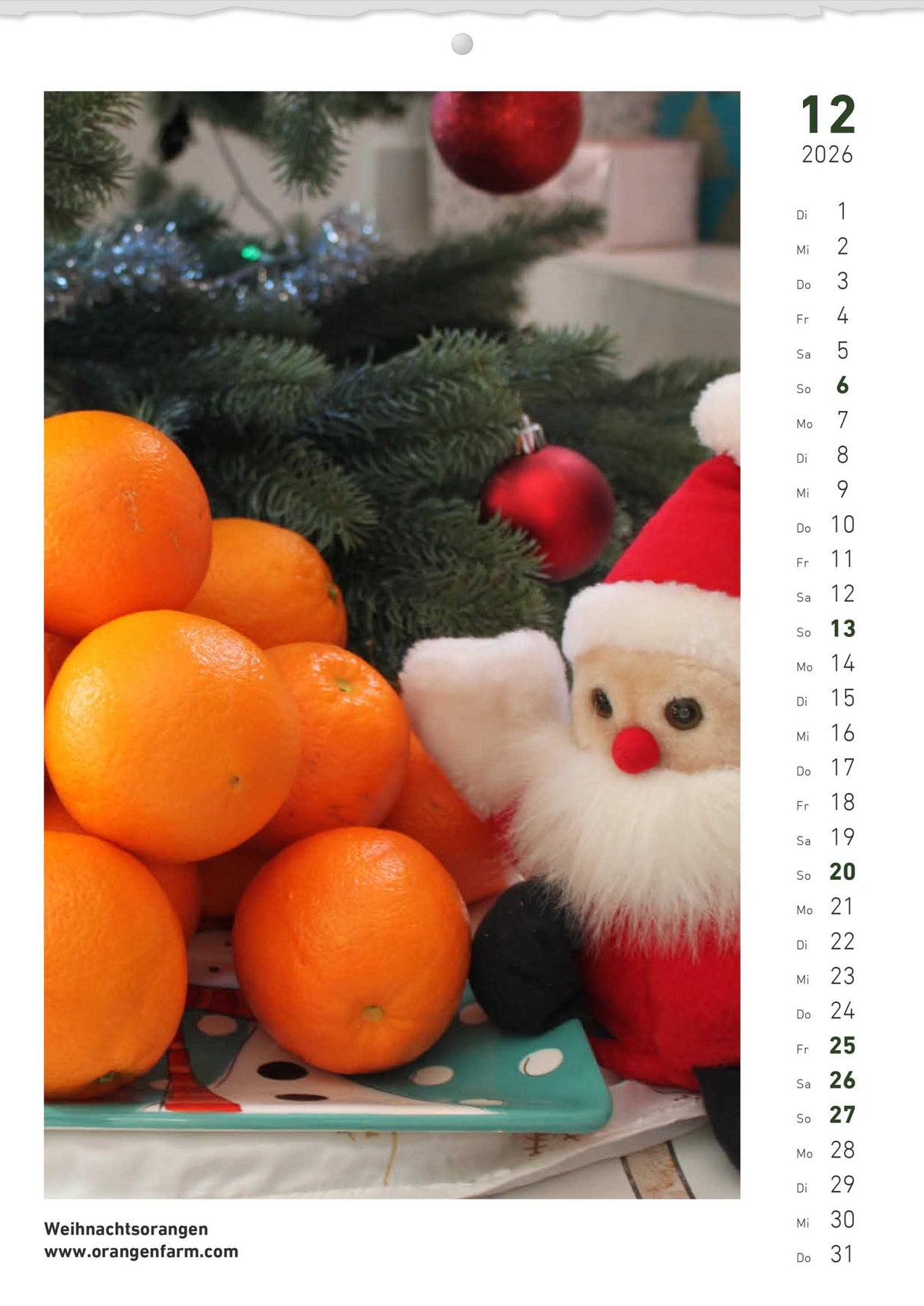 Quinta Montaskalender 2026 Dezember