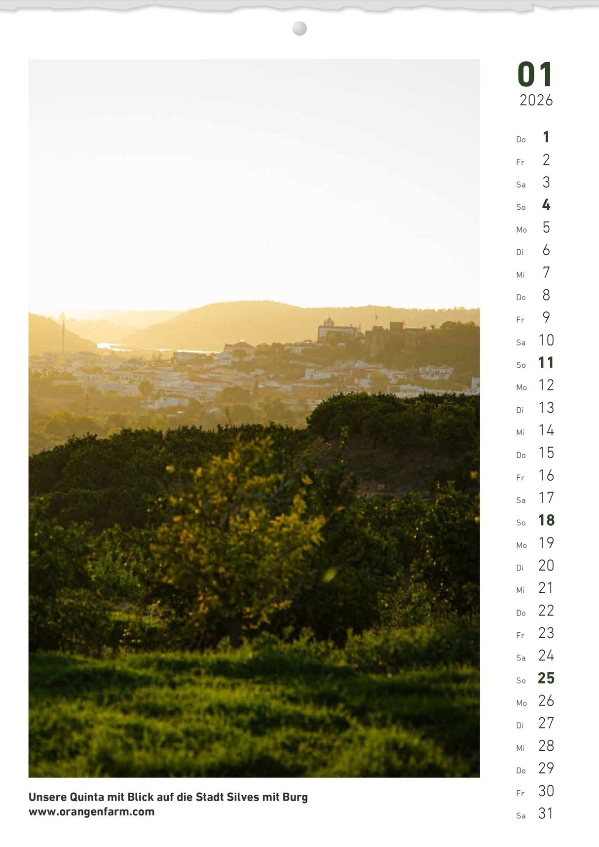 Quinta Montaskalender 2026 Januar