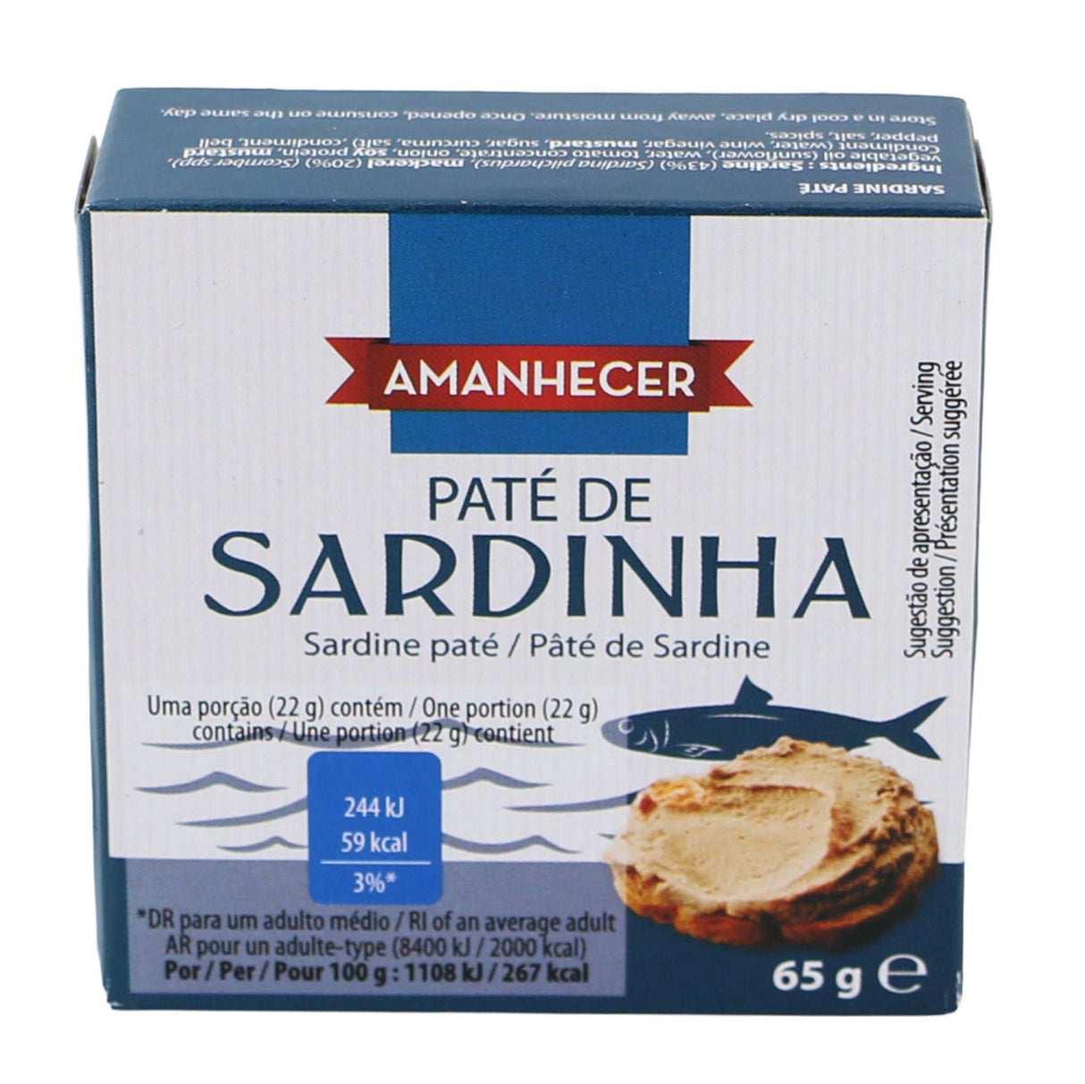 Sardinen Paté / Paté de sardinha amanhecer, 65g Packung