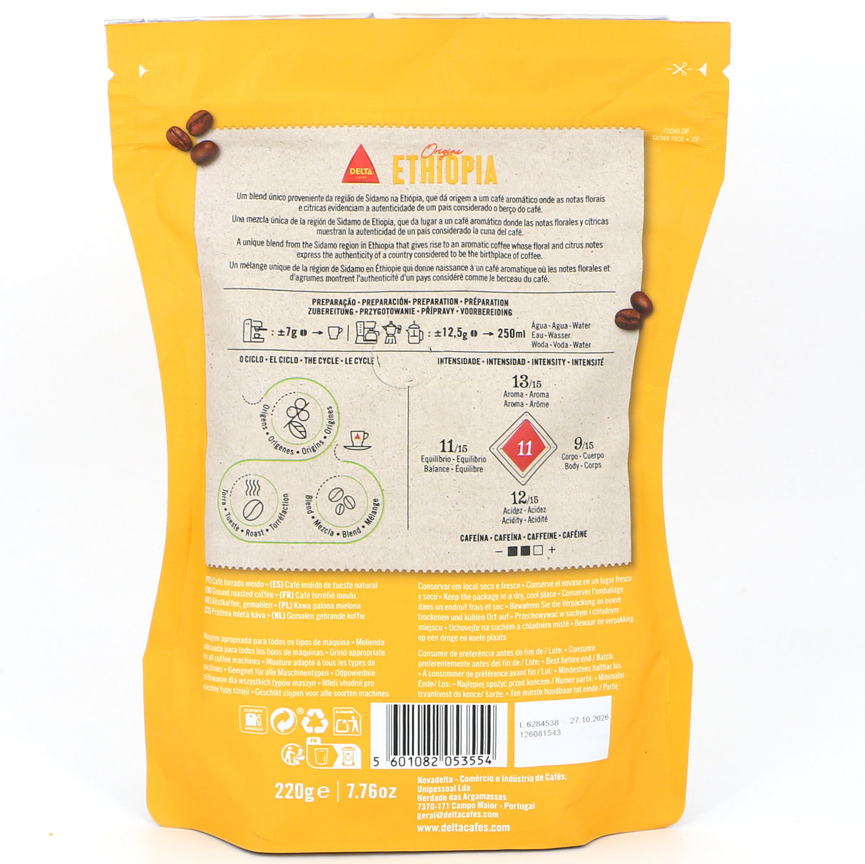 Kaffee gemahlen Äthopien Delta hinten