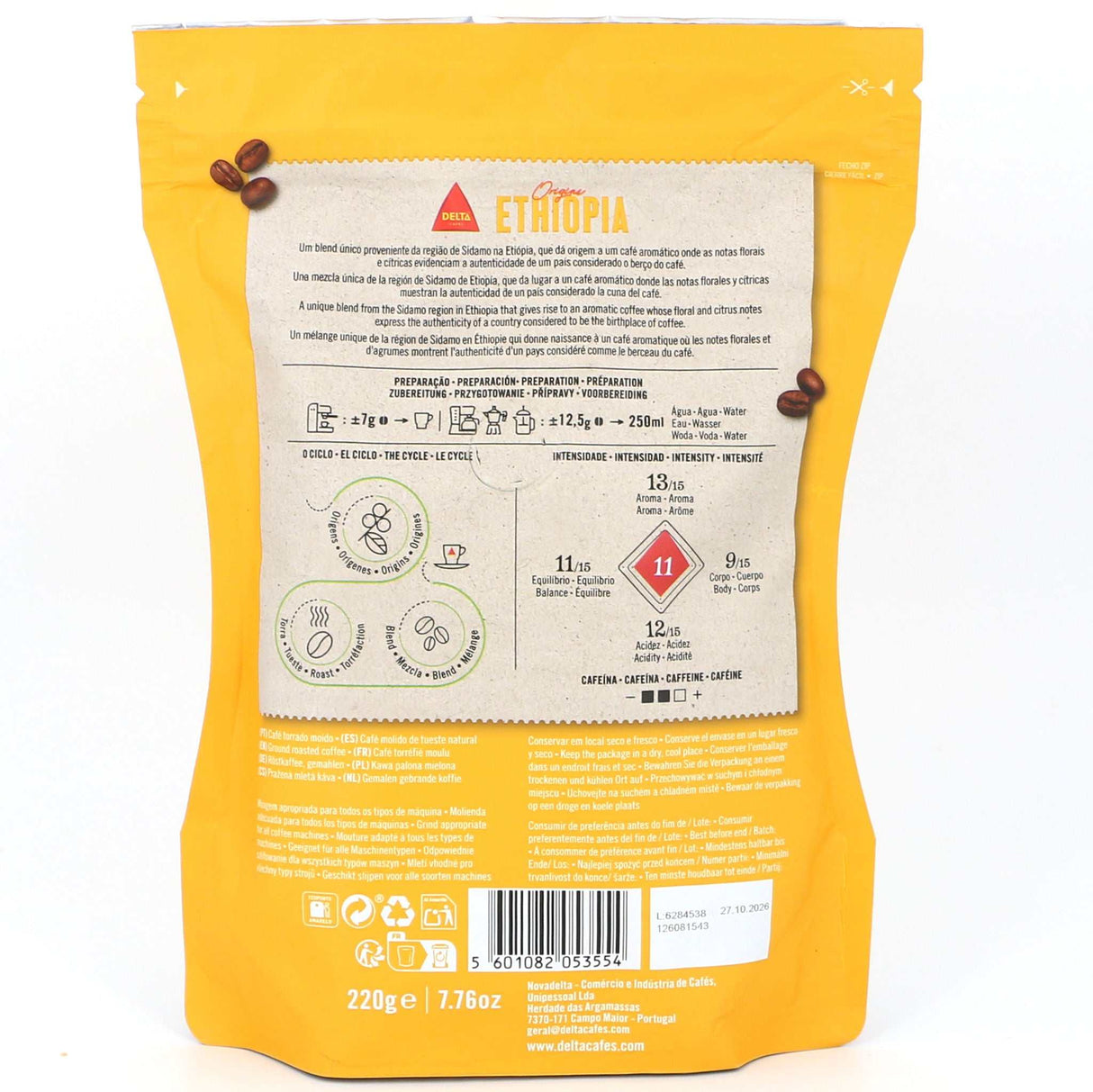 Kaffee gemahlen Äthopien Delta hinten