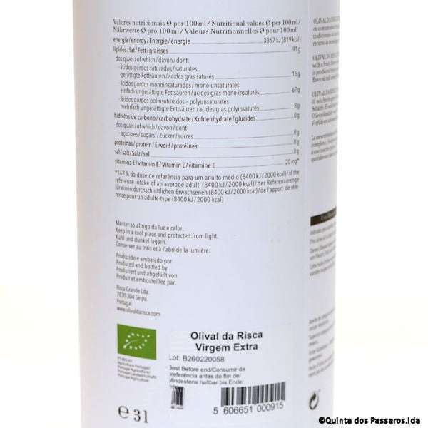 Olivenöl Bio, Virgin Extra / Olival da Risca / Azeite bio, virgin extra, 3L Deko-Bag