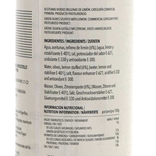 Manzanilla Oliven gefüllt mit Zitrone Dose