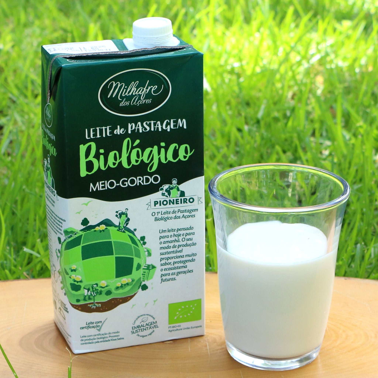 Weidemilch Bio Milhafre Azoren Glas