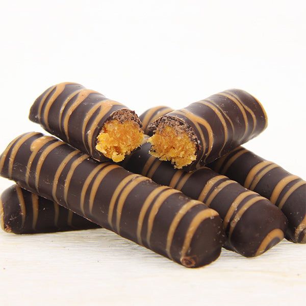 Orangen-Kokos-Stäbchen in Zartbitterschokolade