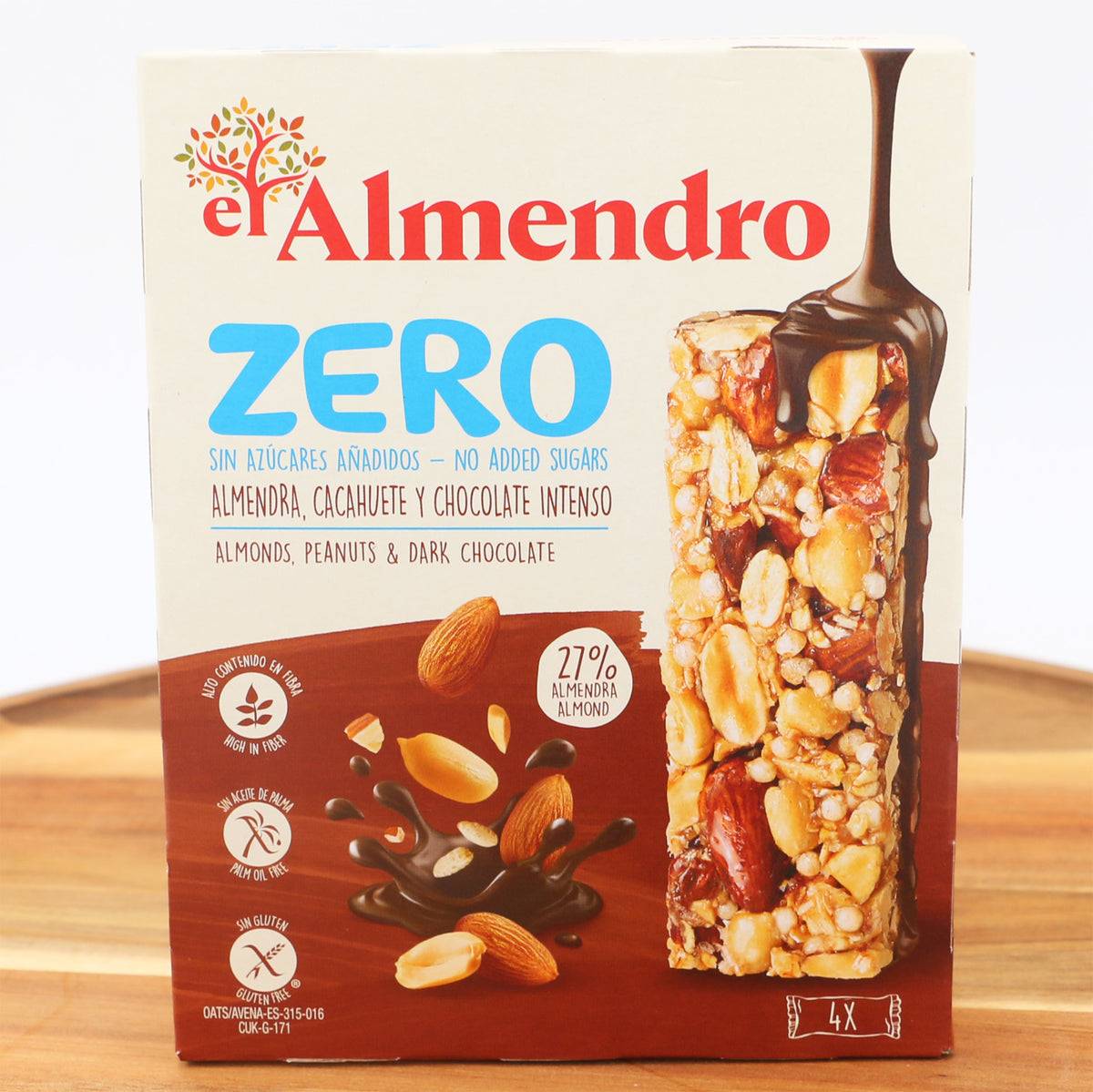 Energieriegel Nussschokolade 0% Zucker El Almendro Packung 1