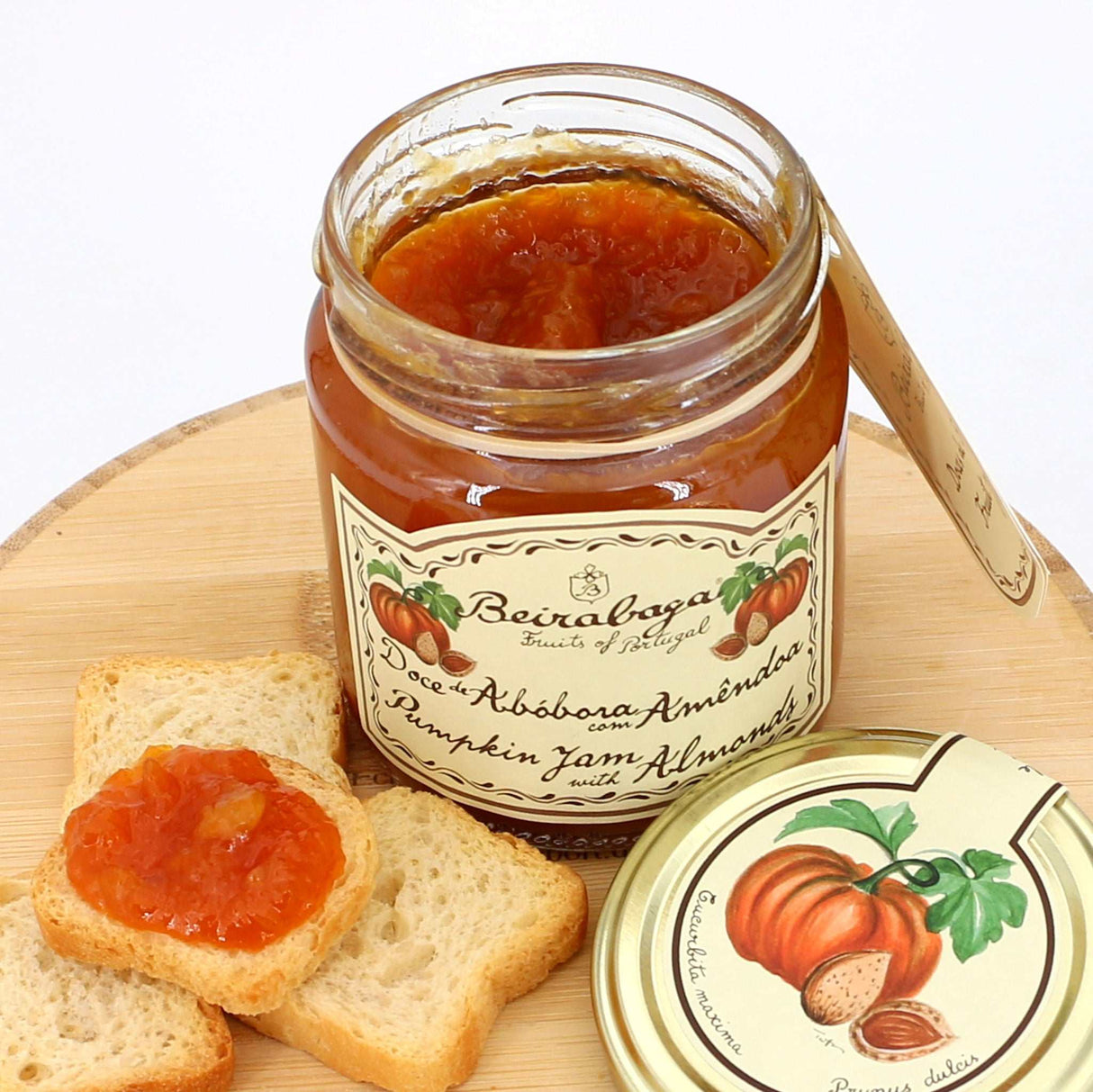 Kürbis-Mandel Fruchtaufstrich Glas offen