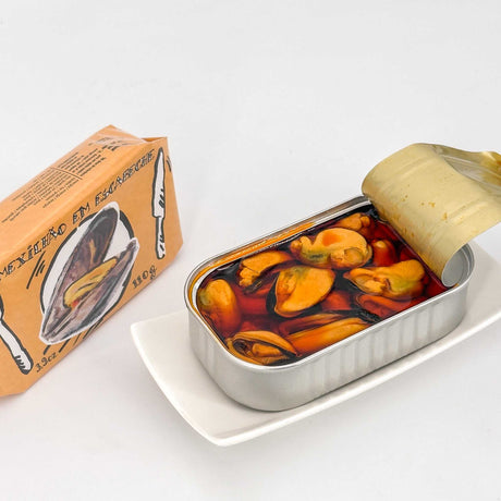 Miesmuscheln in Escabeche Dose oben