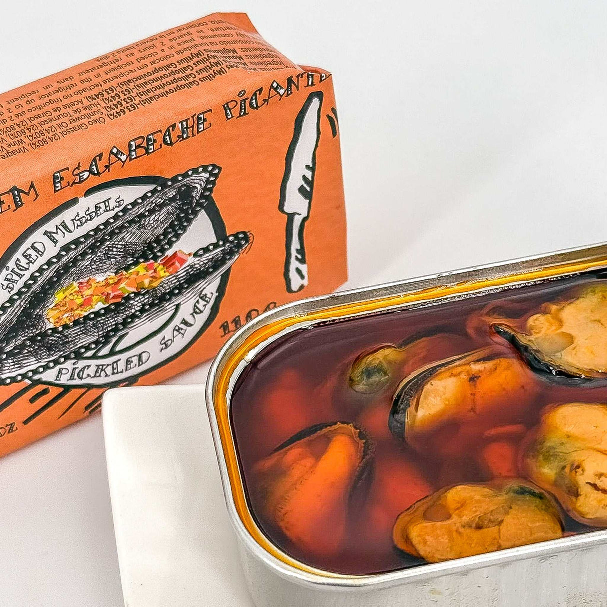 Miesmuschel in Escabeche pikant oben