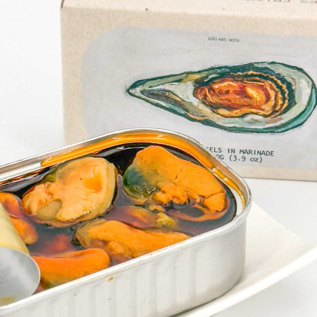 Miesmuscheln in Escabeche frittiert offen