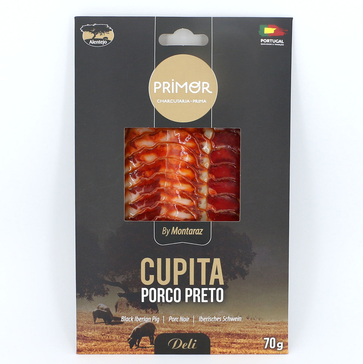 Schweinenacken in Scheiben vom schwarzem Schwein / Cupita de porco preto, 70g