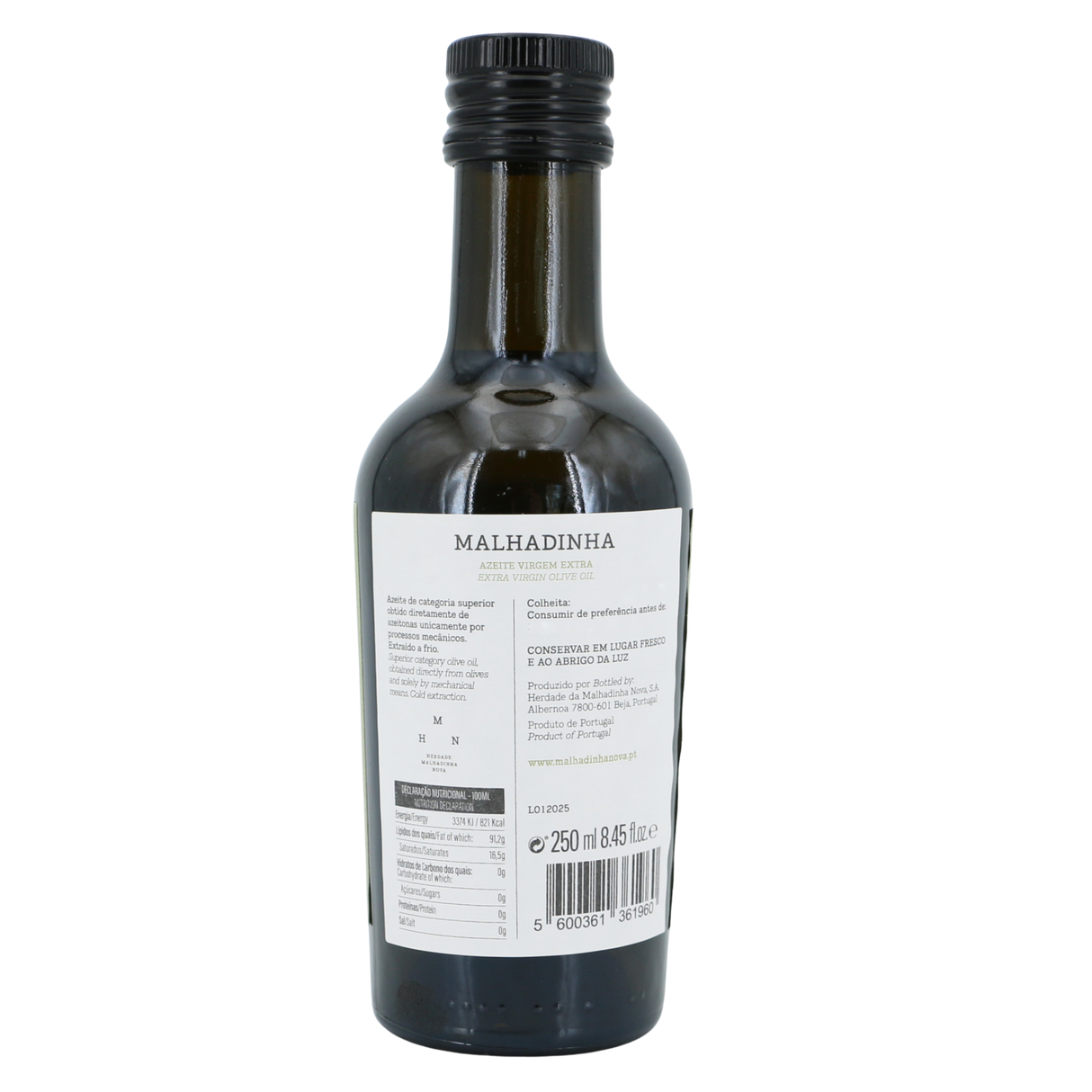 Olivenöl Virgin Extra Malhadinha Rückseite