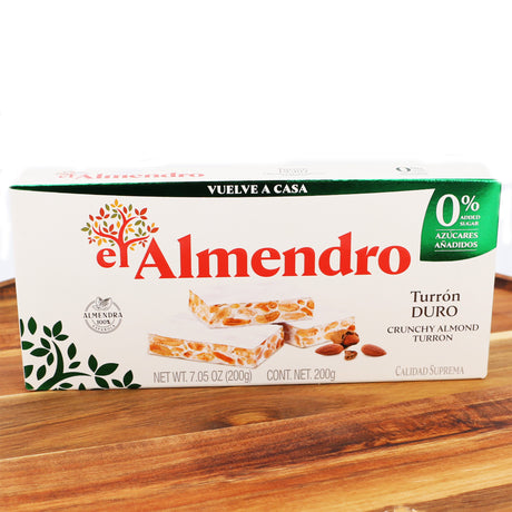 Turron hartes Mandelnougat ohne Zucker El Almendro Packung