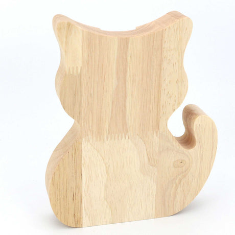 Spardose Katze aus Holz vorne