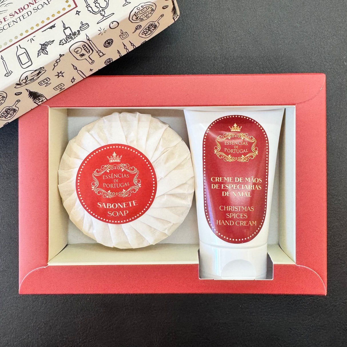 Geschenkset Duftseife + Handcreme Weihnachtszauber / Essências de Portugal Box offen