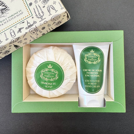 Geschenkset Duftseife + Handcreme Zauberwald  Essências de Portugal Box offen
