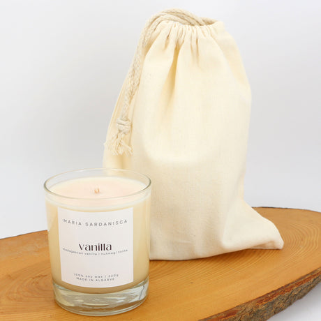 Duftkerze Vanille mit Sack
