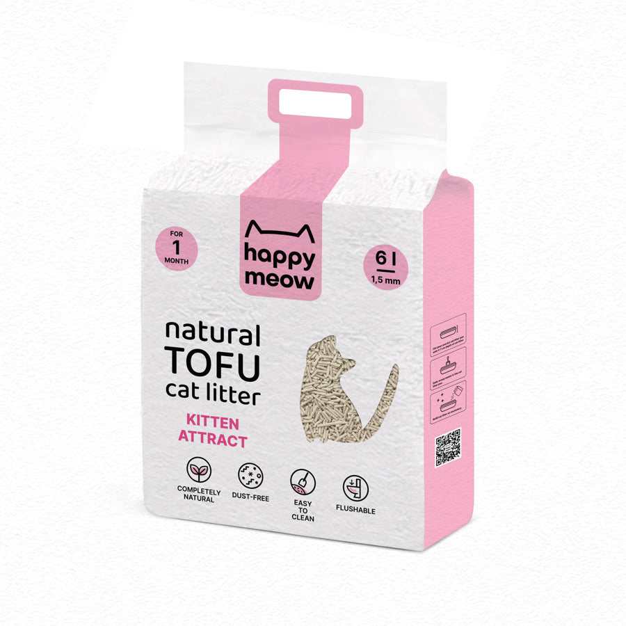 Tofu Katzenstreu Kitten Attract / Happy Meow / Areia Tofu Kitten Attract, 6L