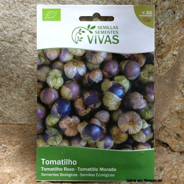 Physalis violett Saatgut / Sementes de tomatilho roxo, Bio, uniadade