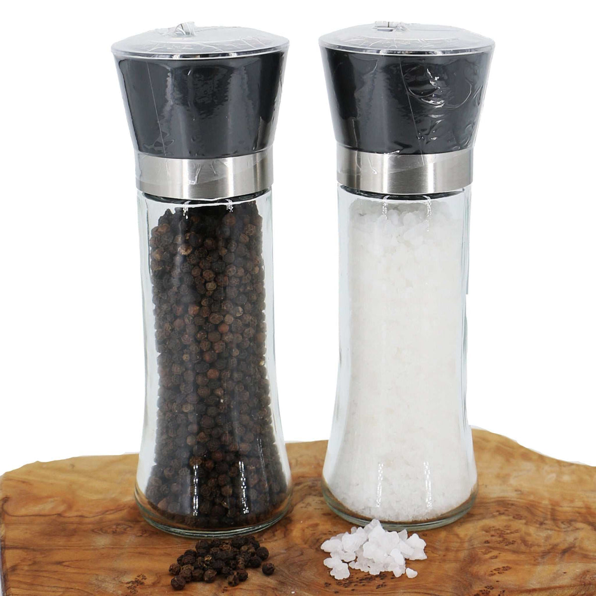 Pfeffer- & Salzmühlen Set – 2er Gewürzmühlen 17,5 cm Glas – Orangenfarm Portugal